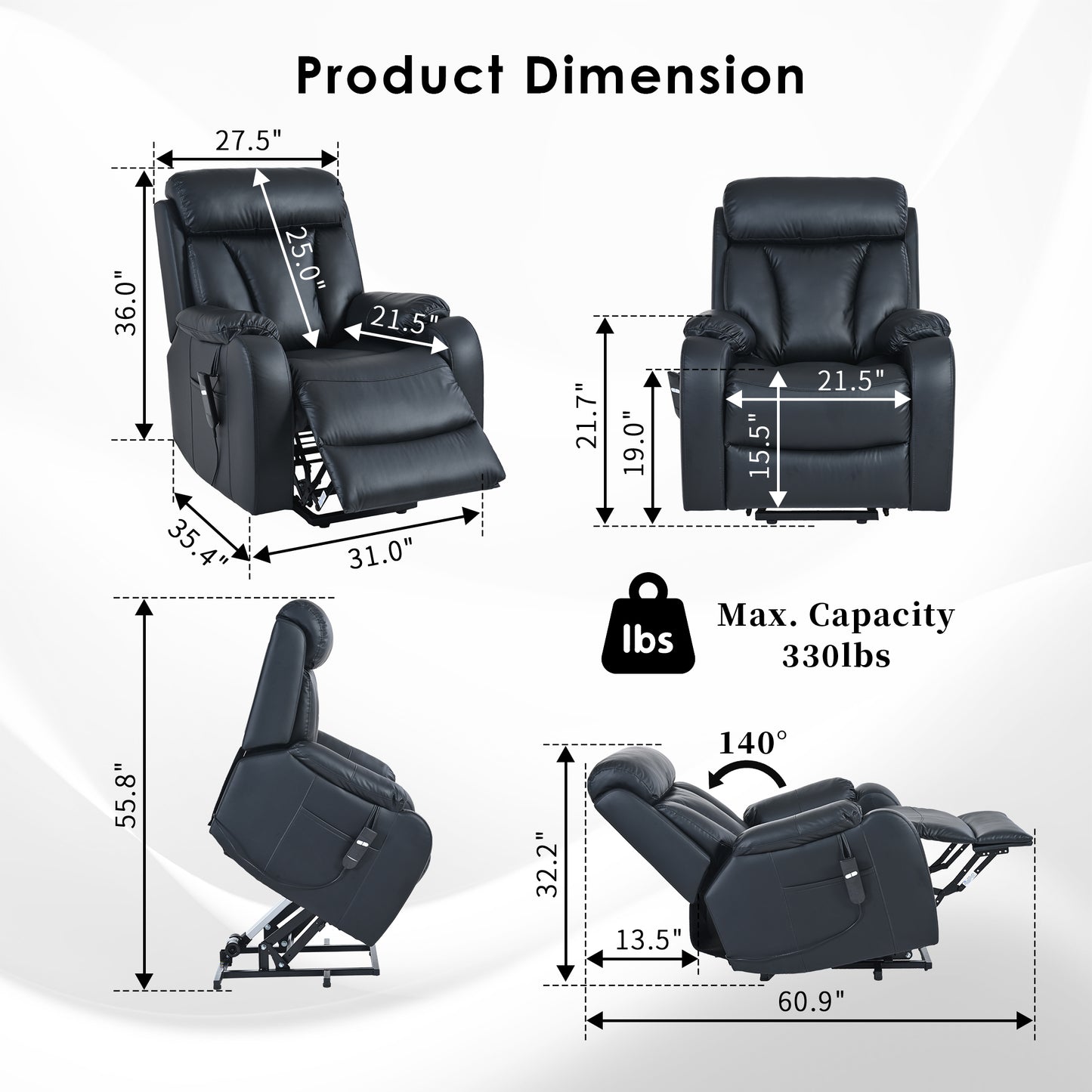 Healdsburg Modern Electric Power Recliner Chair