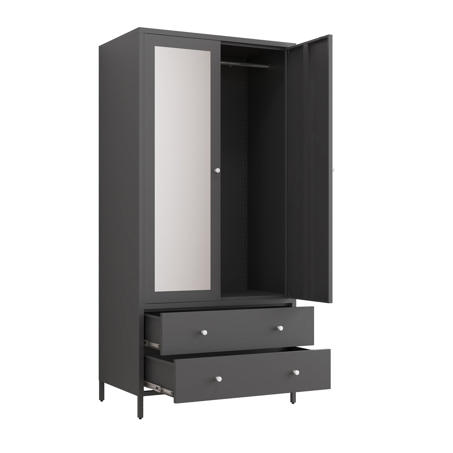 Kingsly Modern Metal Armoire Wardrobe