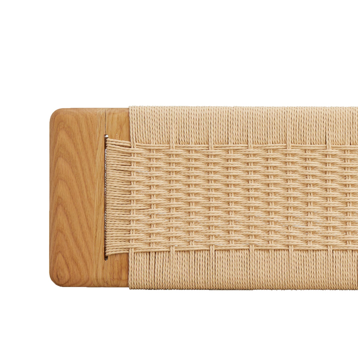Calista Mid-Century Woven Natural Oak Wood Bench