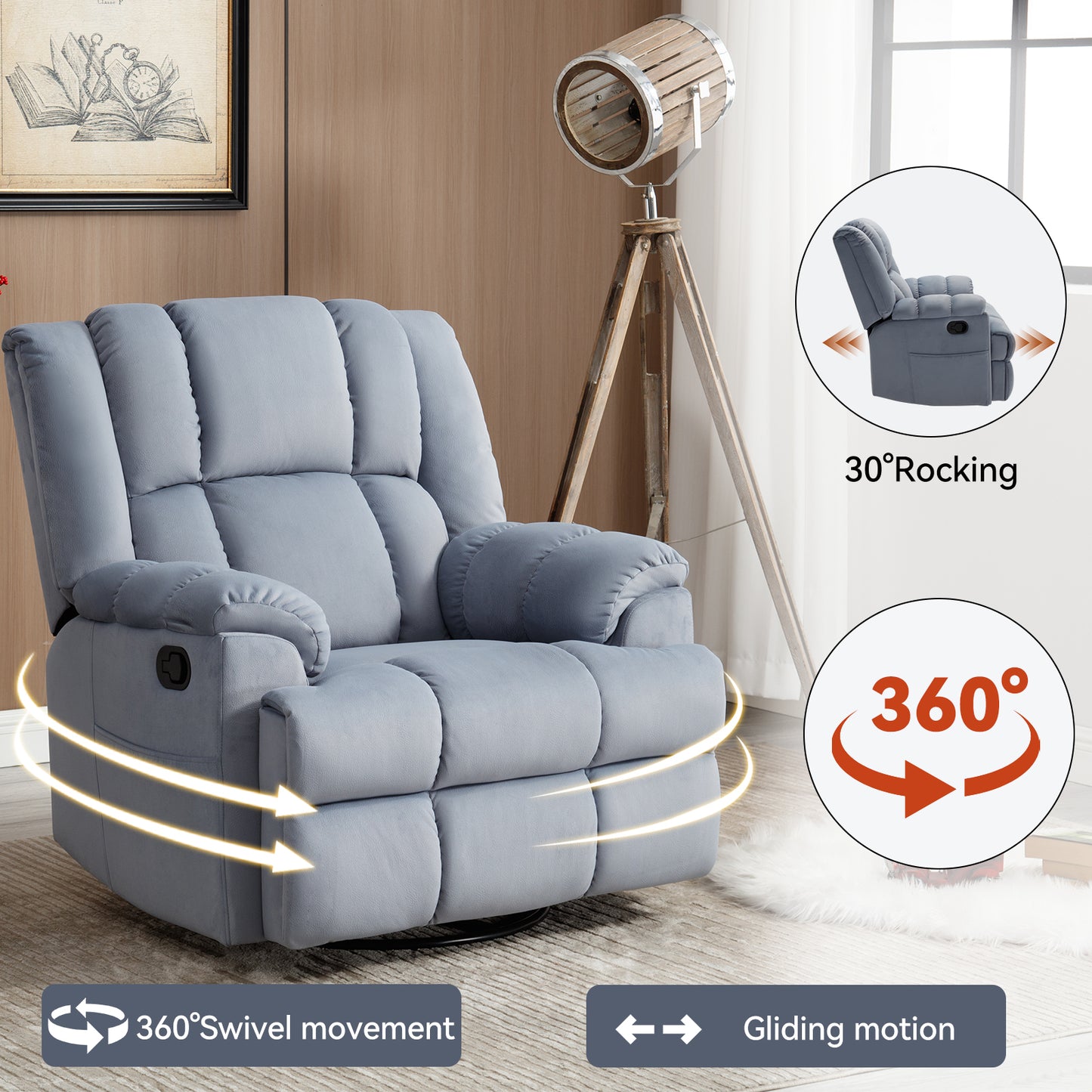 Irvington Modern Fabric Recliner Sofa Chair