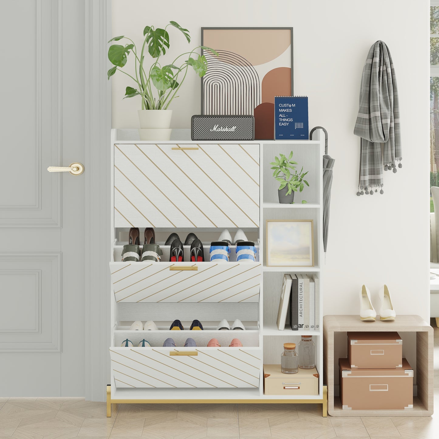 Mission Modern Slim Shoe Storage Cabinet
