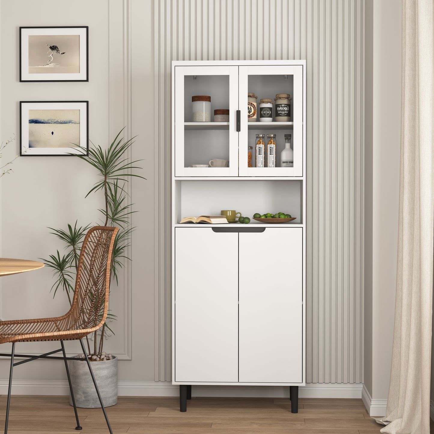 Calista Modern Tempered Glass Storage Cabinet