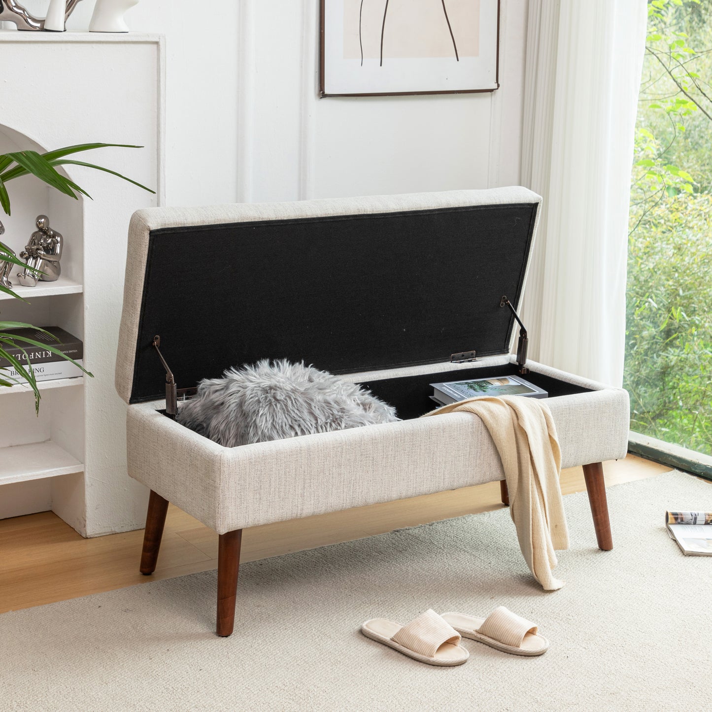 Kingsly Contemporary Upholstered Storage Bench