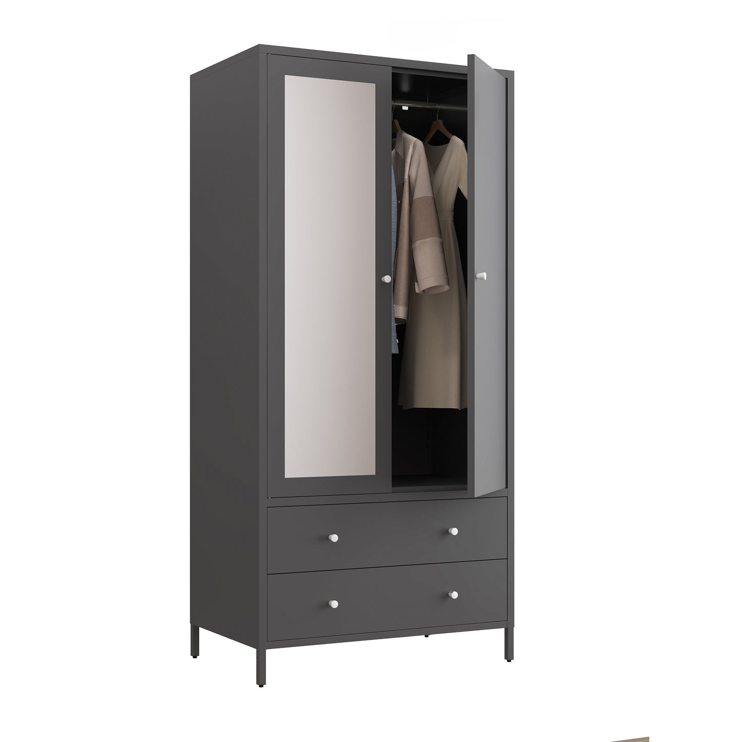 Kingsly Modern Metal Armoire Wardrobe
