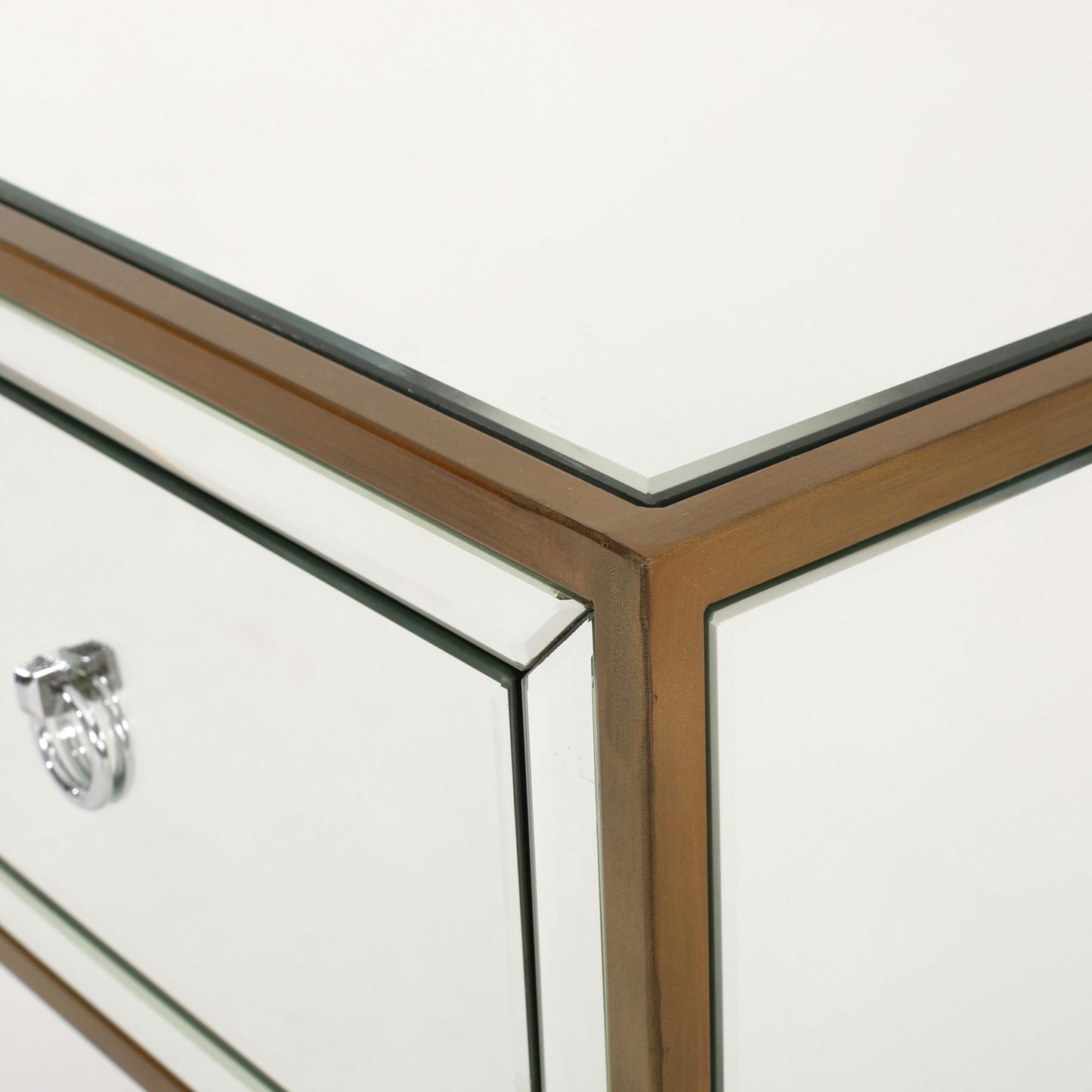 Cleo Contemporary Mirrored Nightstand Storage Side Table