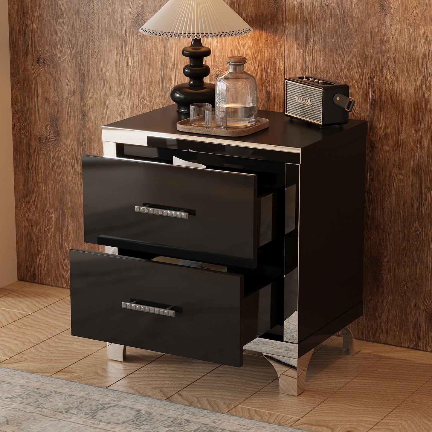 Silverleaf Modern Mirrored Nightstand