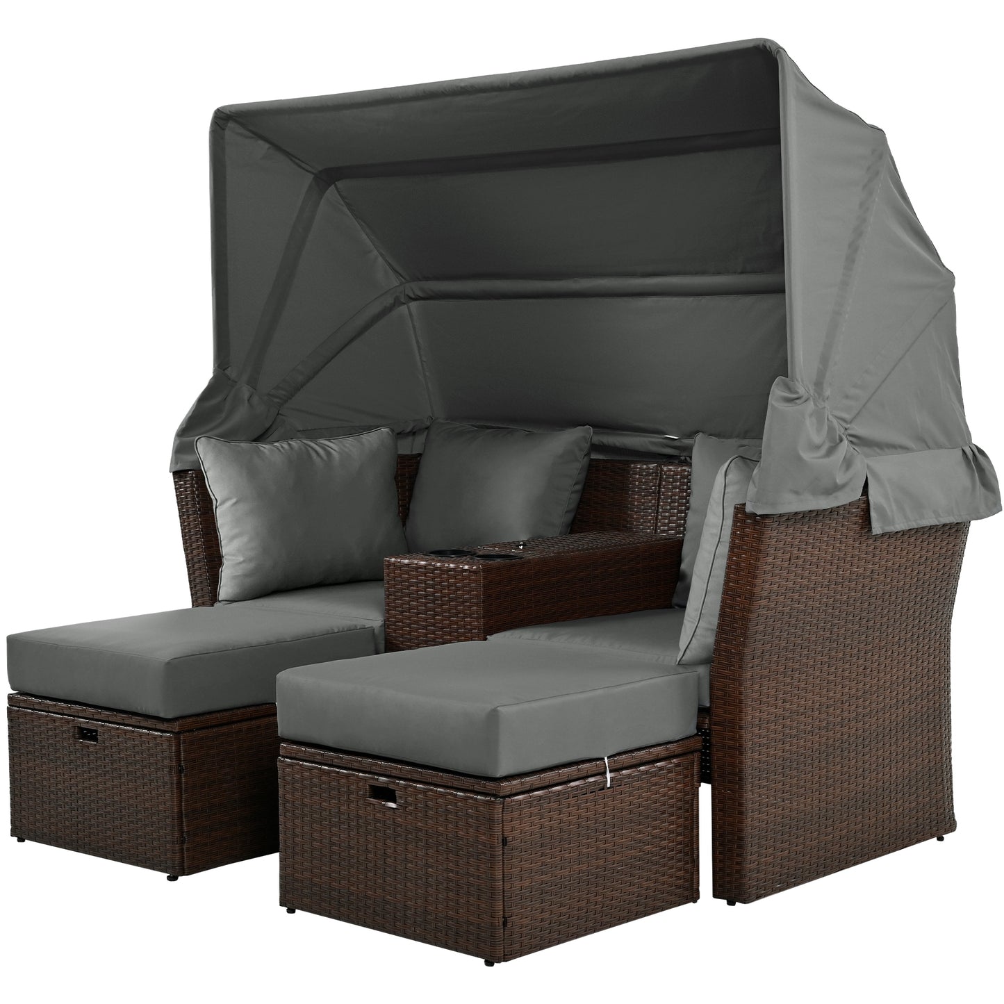 Amity Modern Loveseat Foldable Awning Daybed