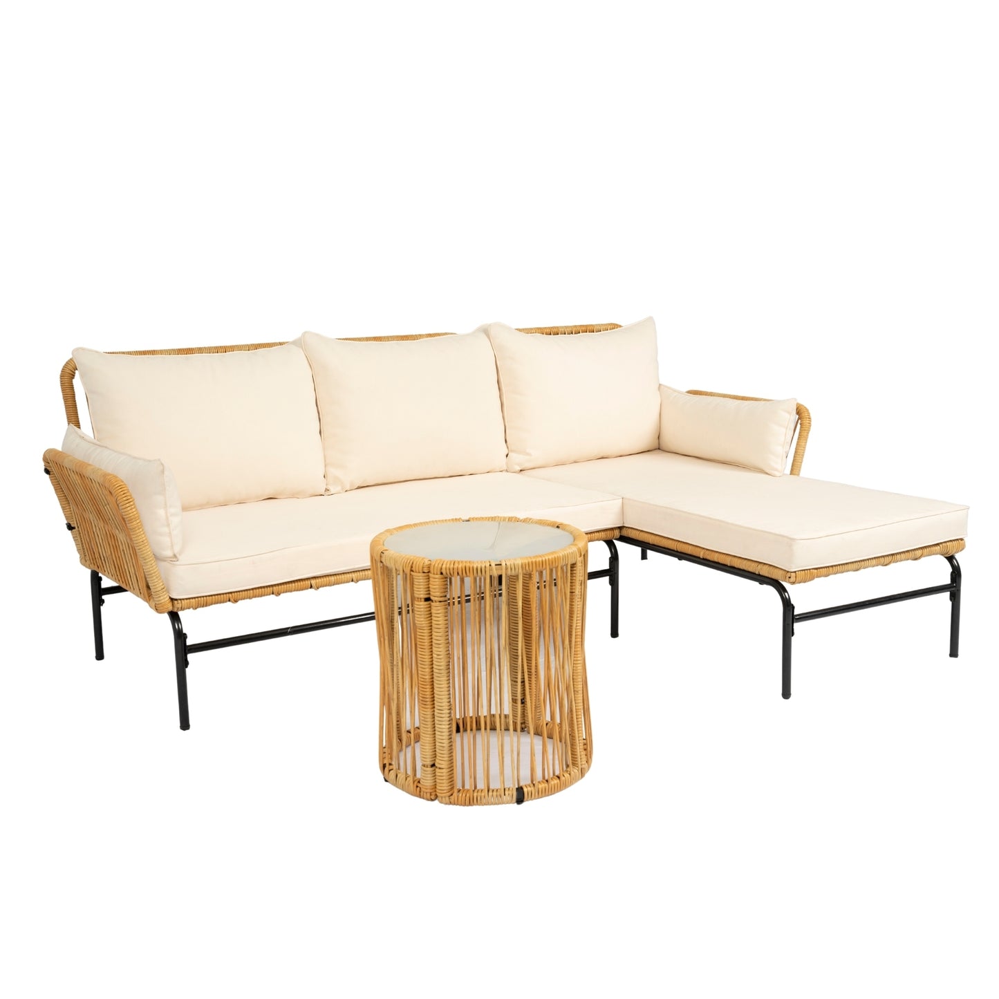 Marcel Modern Natural Wicker Patio Set