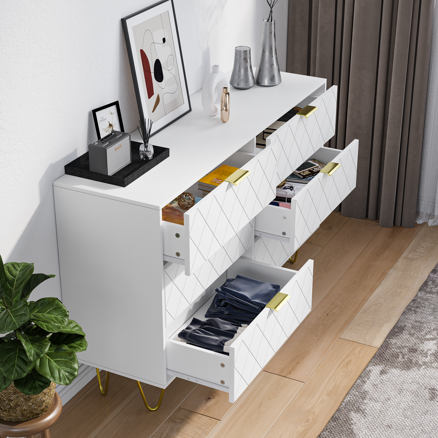 Emery Contemporary Velvet Chest Dresser