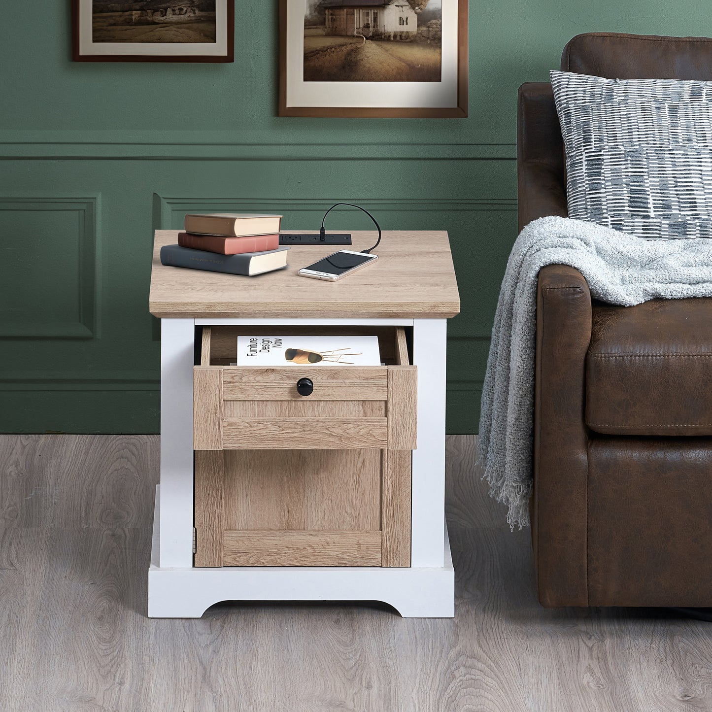 Fremont Contemporary Drawer Charging Night Side Table