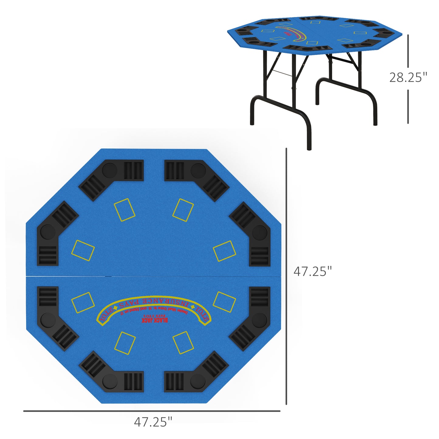 Kingsly Contemporary Velvet Octagon Poker Table