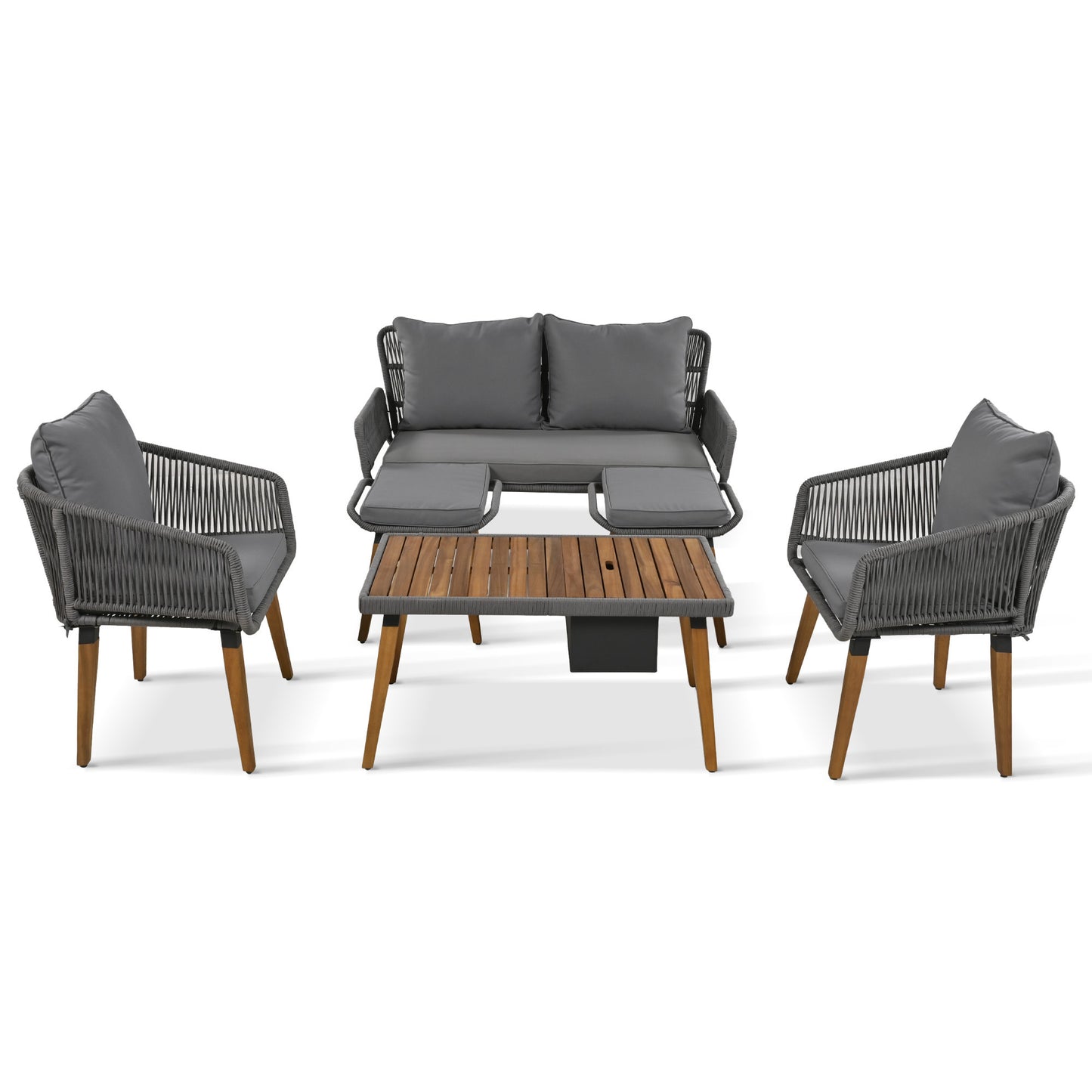 Calista Contemporary Outdoor Acacia Patio Set