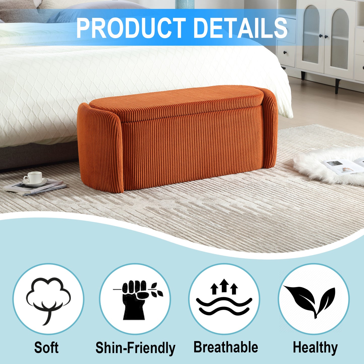 Calista Contemporary Upholstered Storage Ottoman