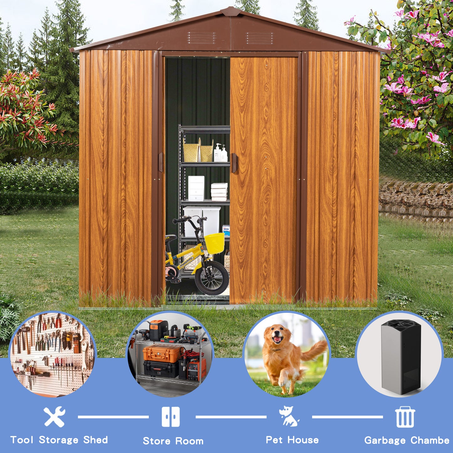 Marites Industrial Woodgrain Metal Storage