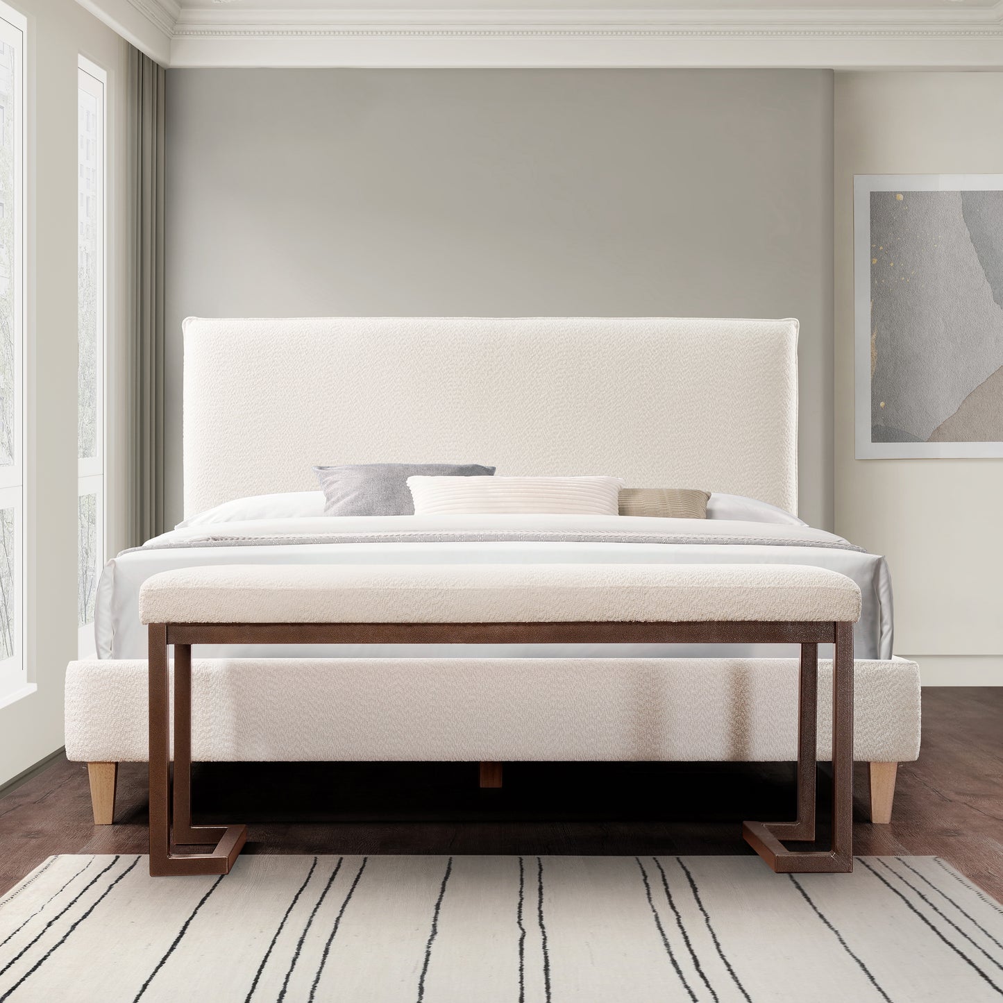 Marcel Contemporary Pelican Wooden Bench