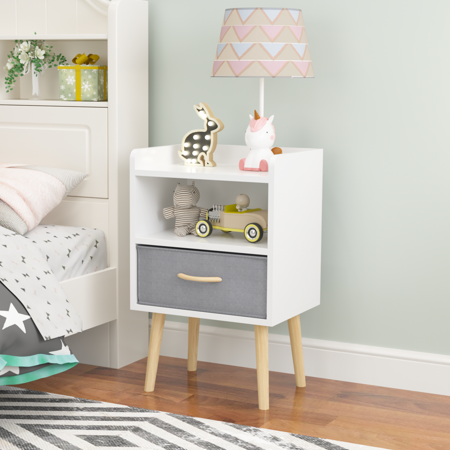 Jiron Contemporary Fabric Drawer Nightstand