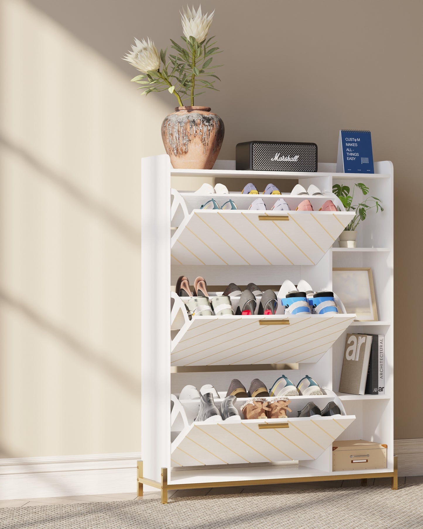 Mission Modern Slim Shoe Storage Cabinet