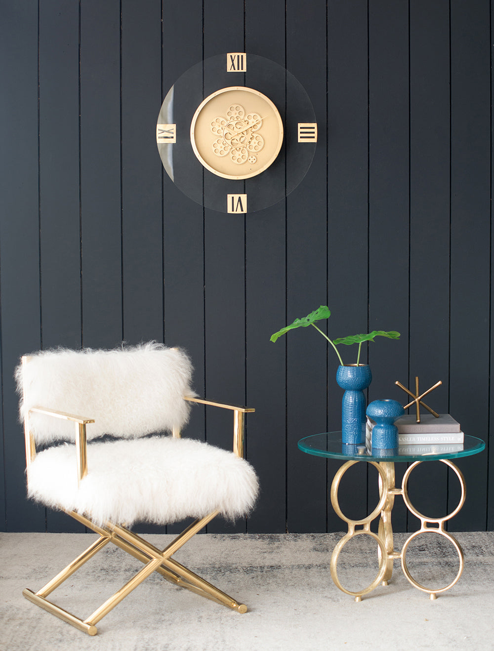 Cleo Contemporary Velvet Round Clock