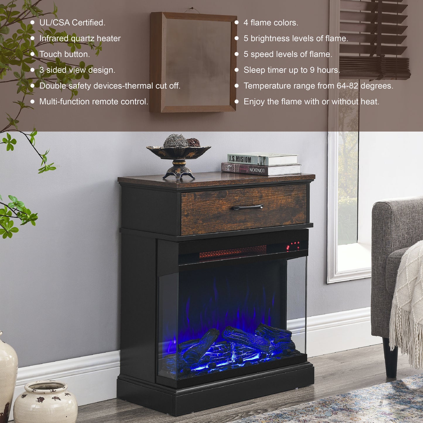 Westport Contemporary Glass Fireplace Table