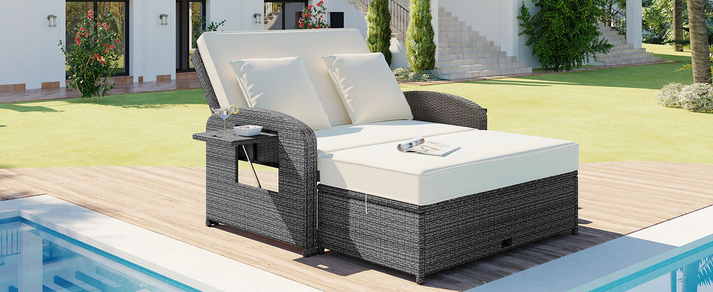 Healdsburg Contemporary Wicker Rattan Reclining Daybed