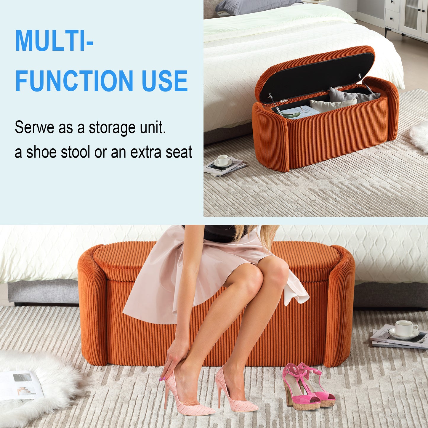 Calista Contemporary Upholstered Storage Ottoman