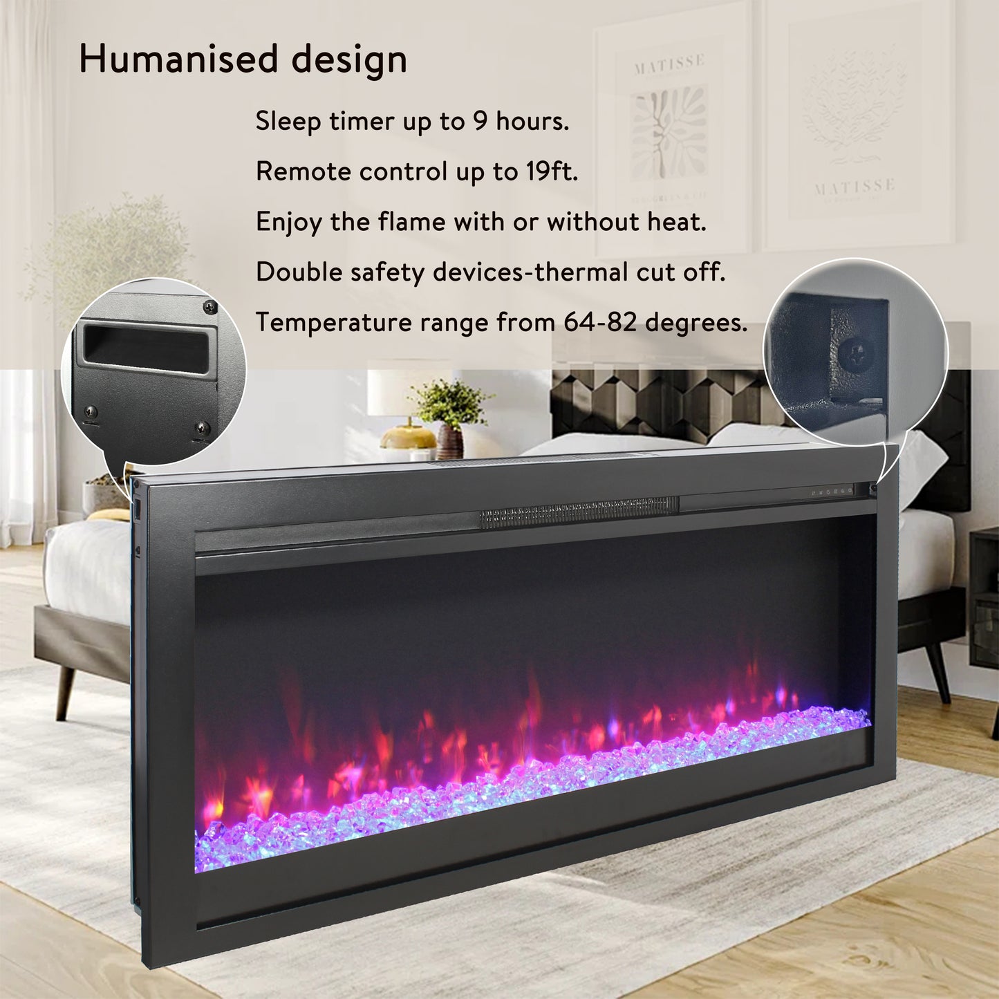 Oakridge Modern Electric Fireplace Heater