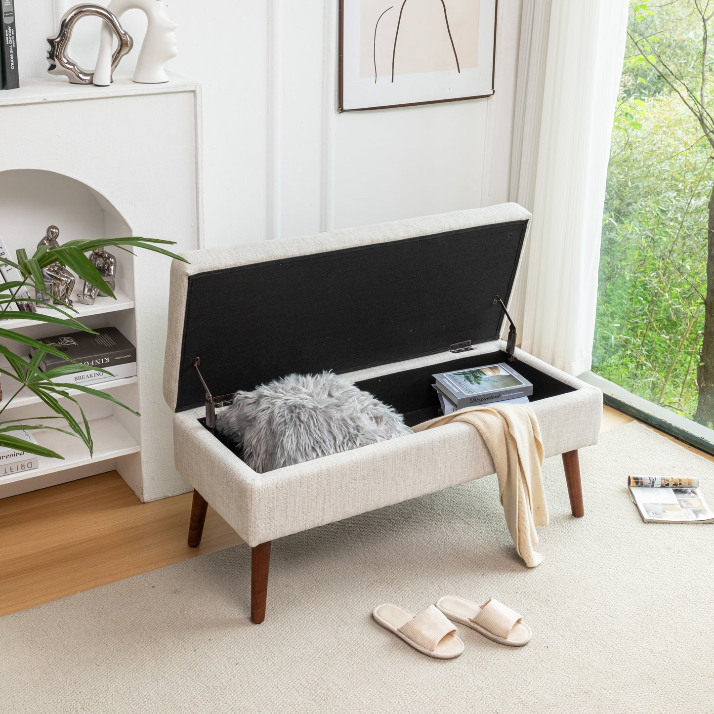 Kingsly Contemporary Upholstered Storage Bench