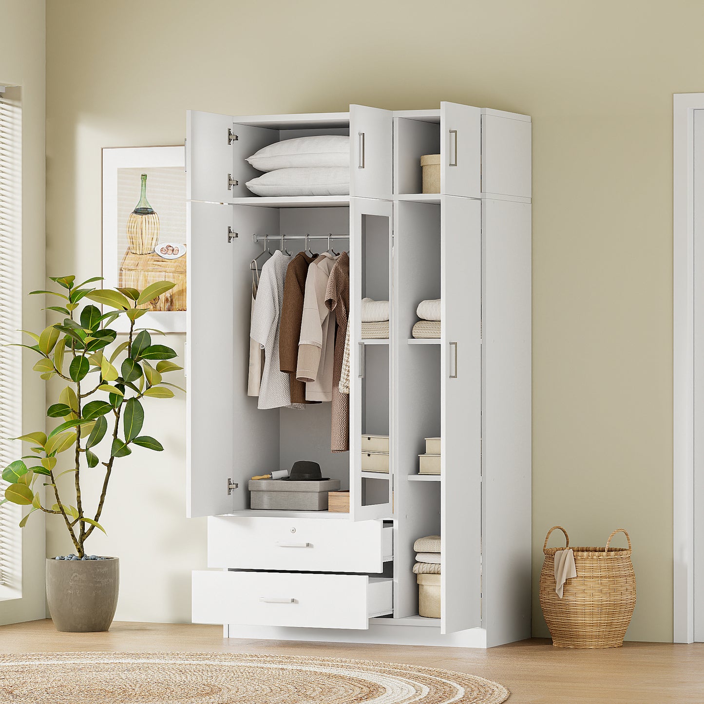 Elmcrest Contemporary Classic Mirror Wardrobe