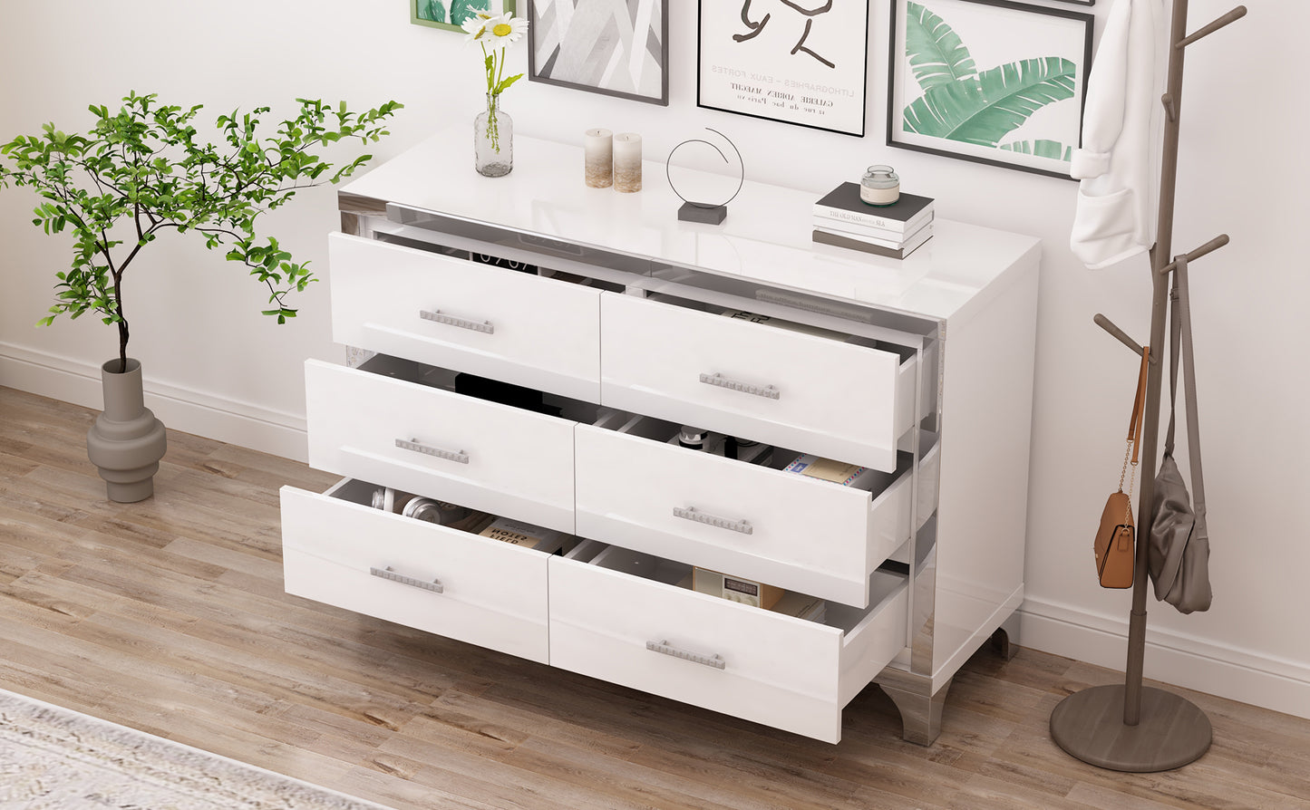 Cleo Modern Mirrored Storage Cabinet