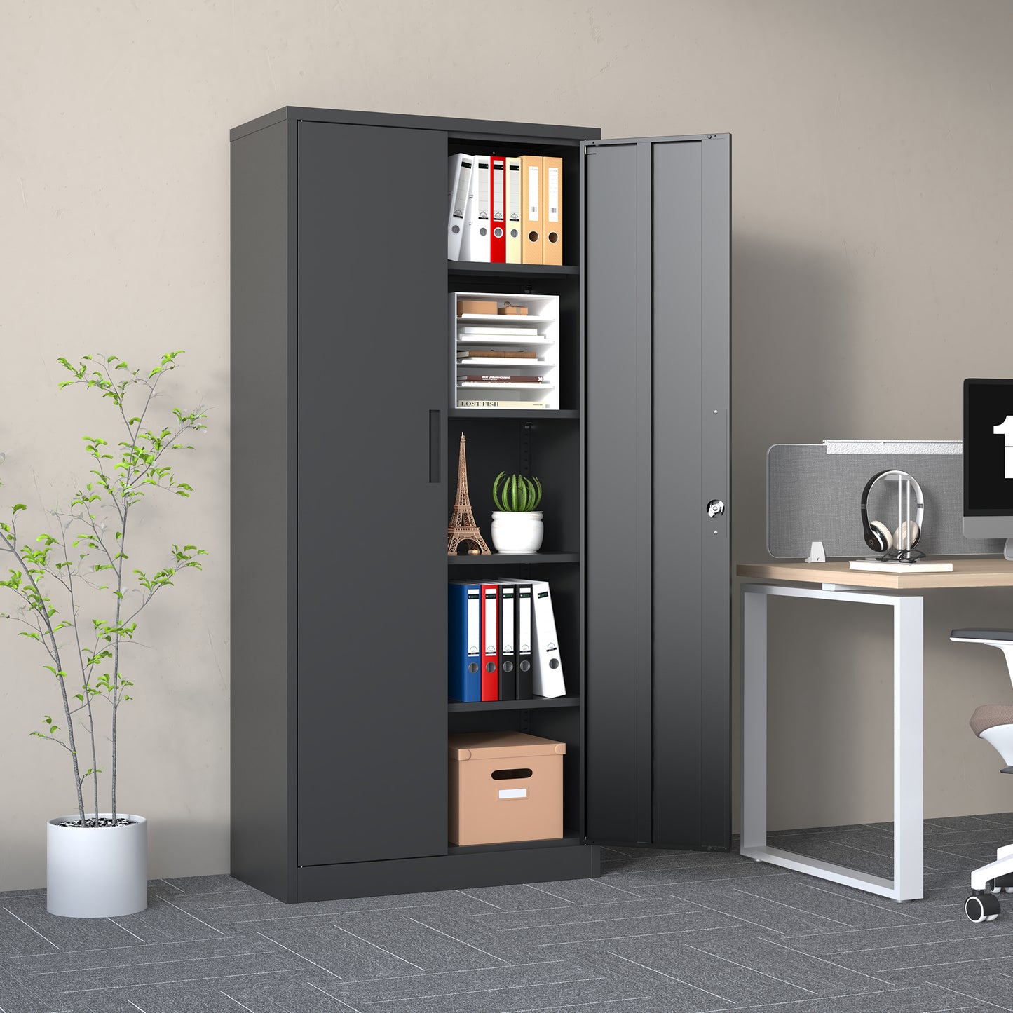 Calista Modern Metal Garage Storage Cabinet