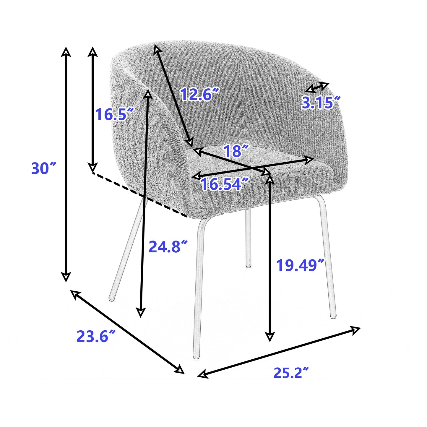 Emery Modern Boucle Fabric Dining Chair