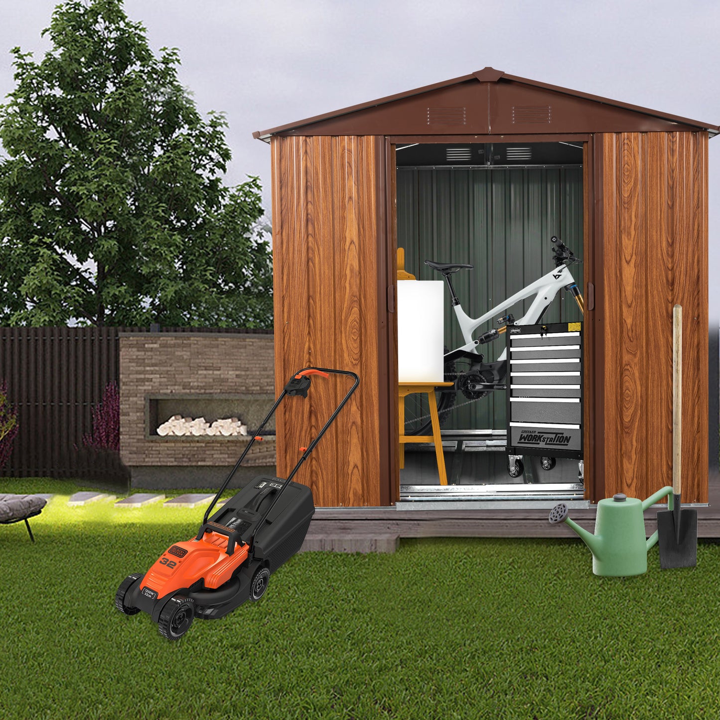 Calista Industrial Outdoor Metal Storage Shed