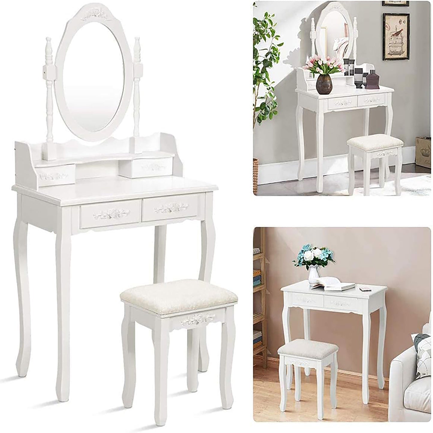 Justo Traditional Oval Vanity Dressing Set