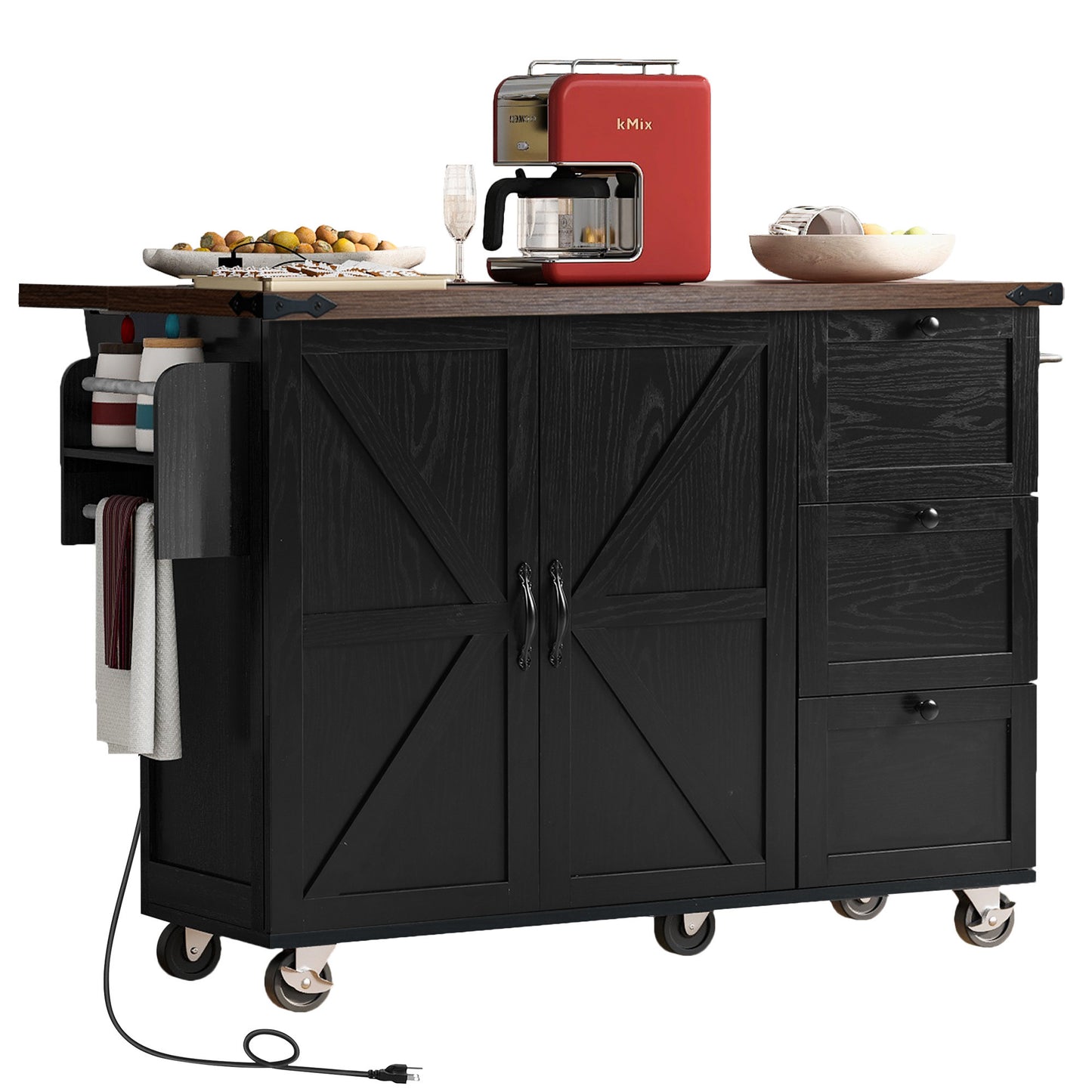 Westport Modern Farmhouse Rolling Kitchen Cart