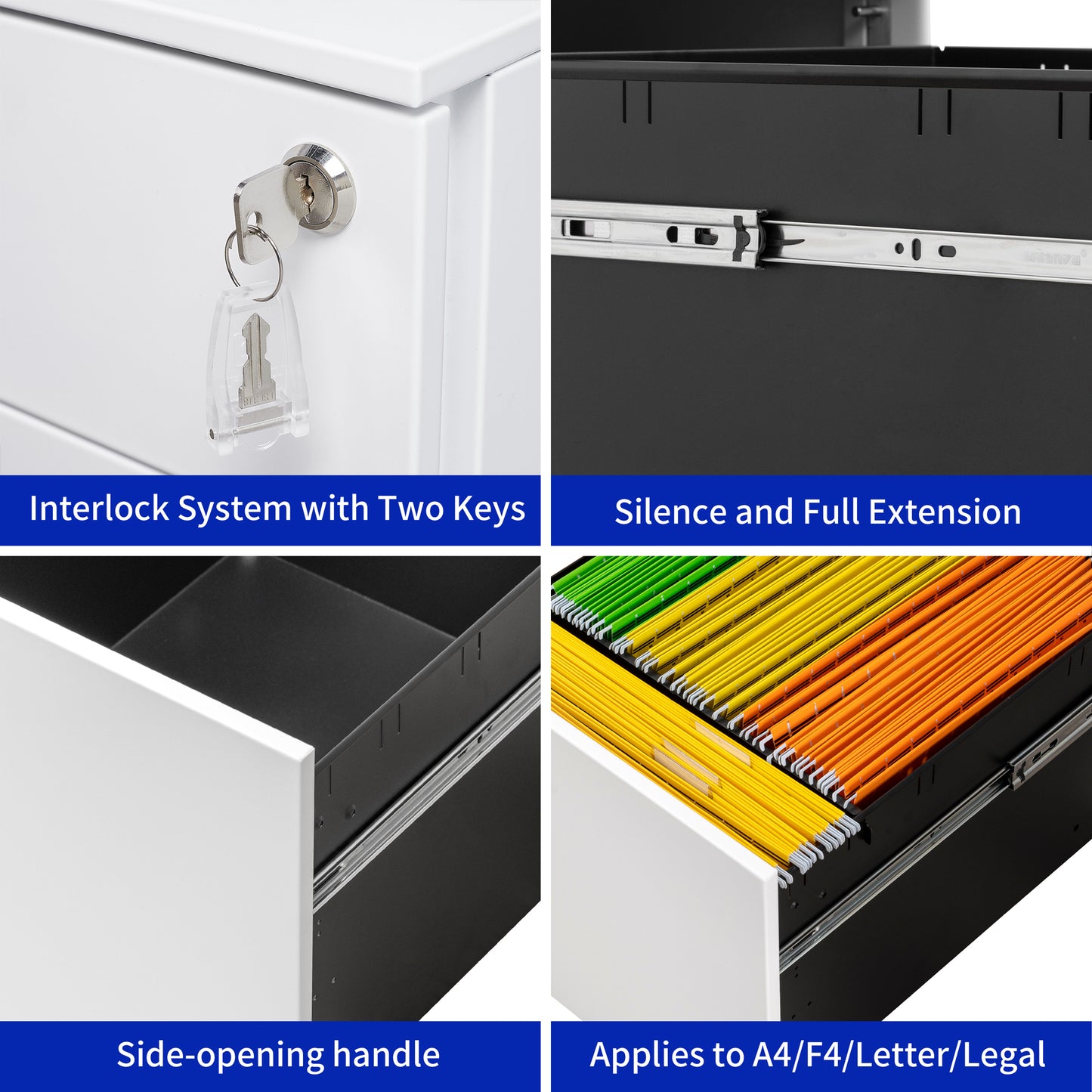 Somerset Modern Mobile File Cabinet Lock