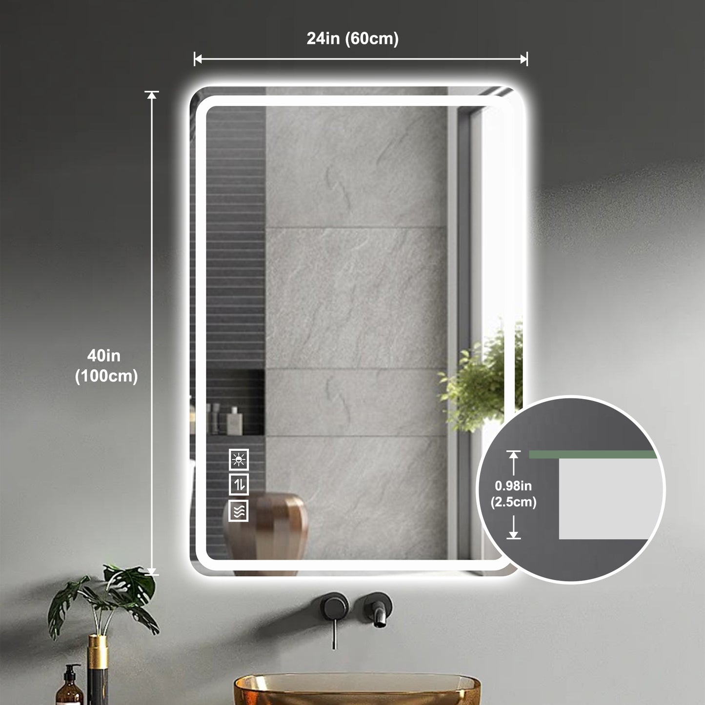 Jiron Modern LED Frameless Vanity Mirror