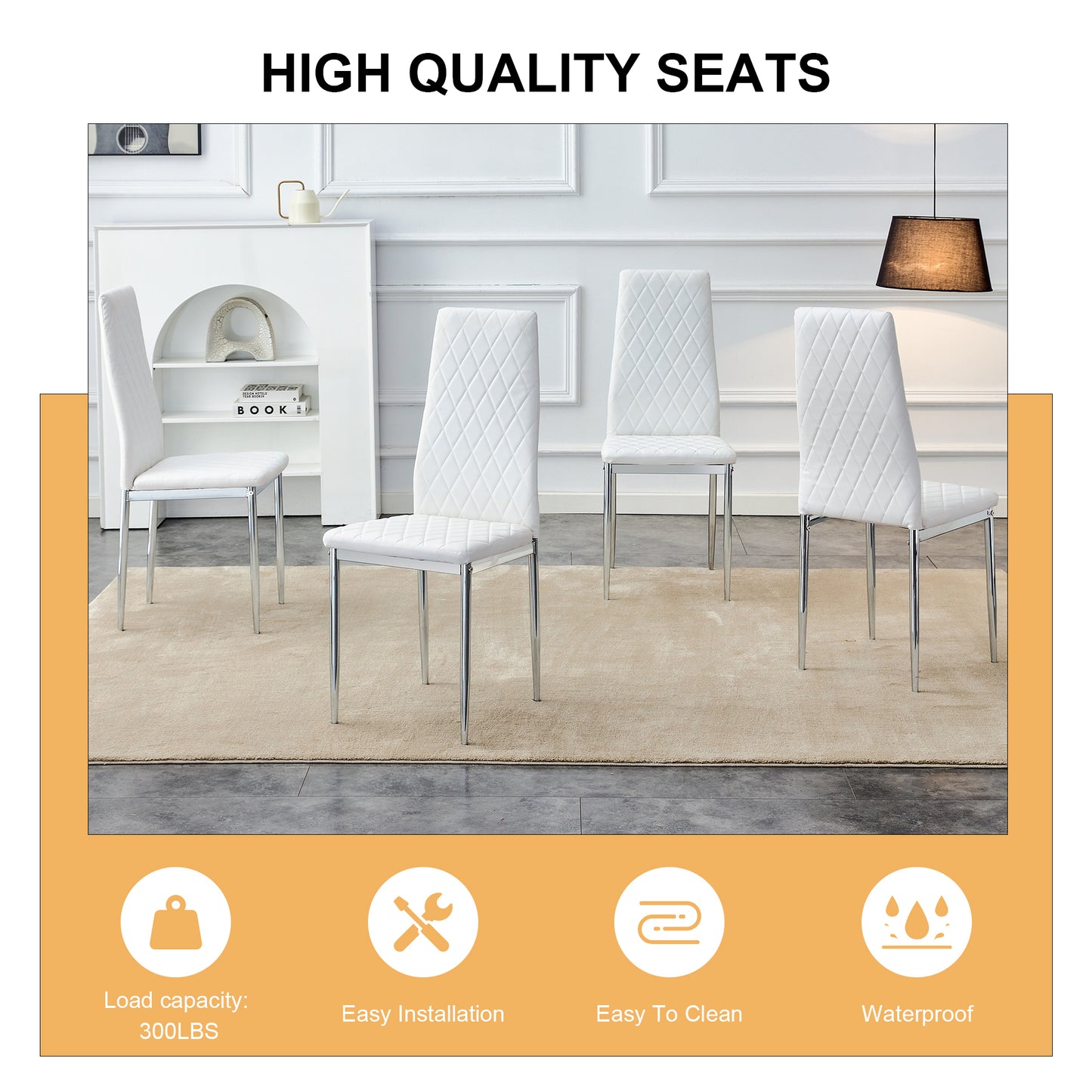 Jiron Modern Grid High-Back Chair Set