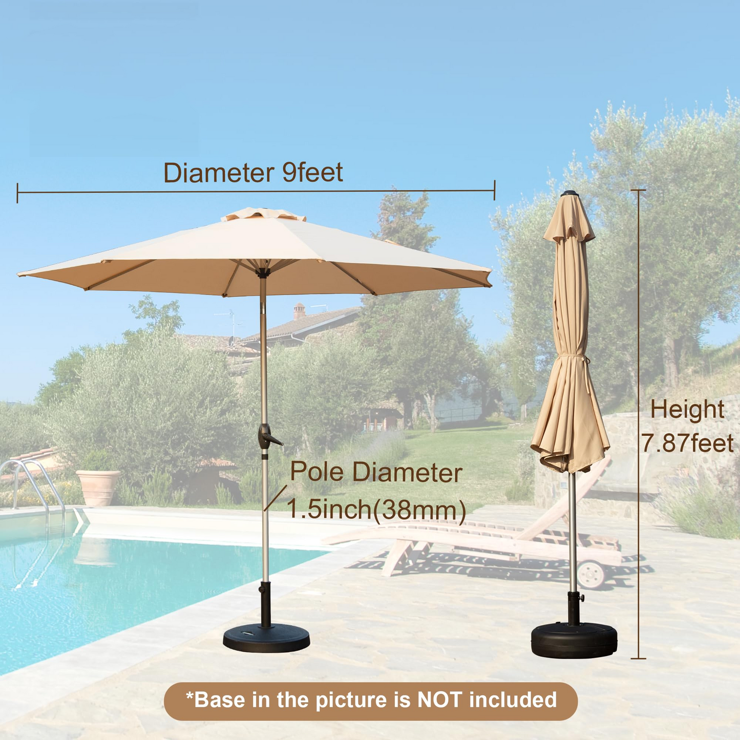 Warmsprings Contemporary Outdoor Patio Umbrella