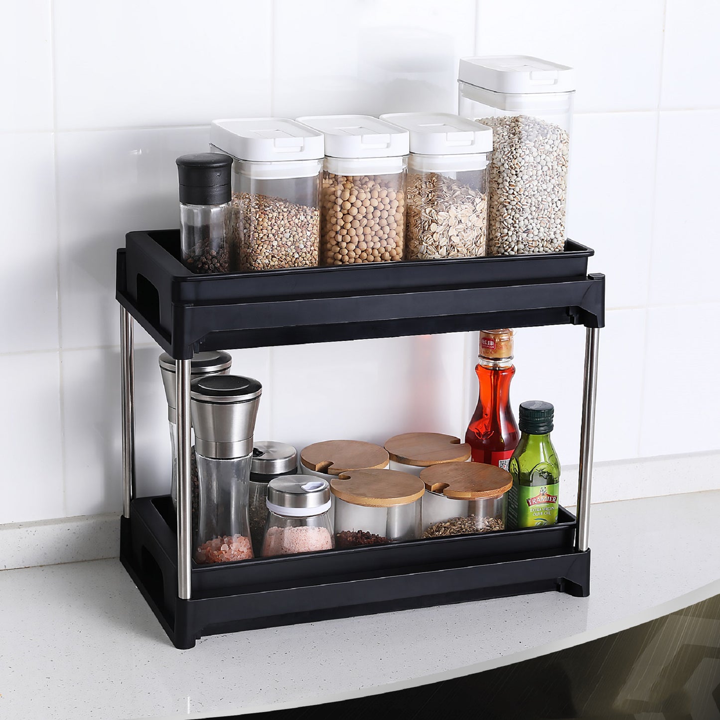 Calista Modern Pull-Out Drawer Storage Organizer with Hooks