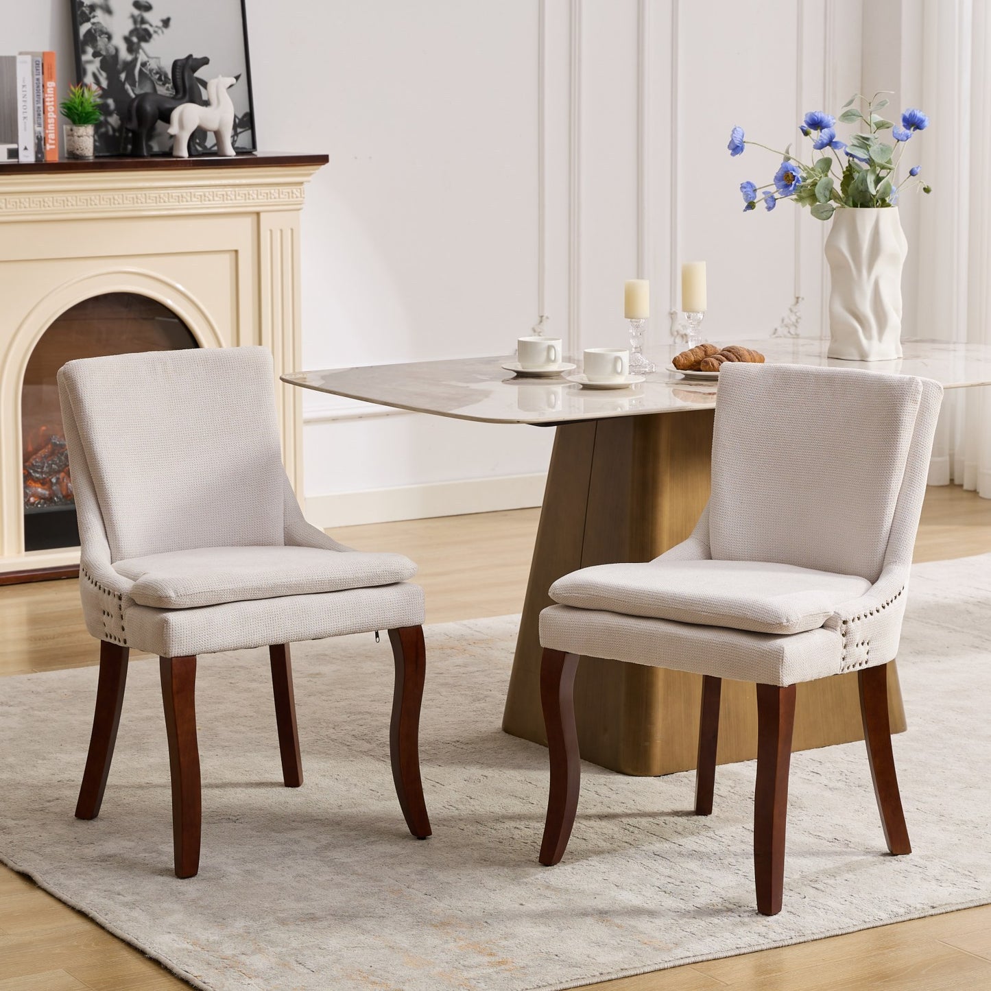 Calista Contemporary Double-layer Chenille Dining Chairs
