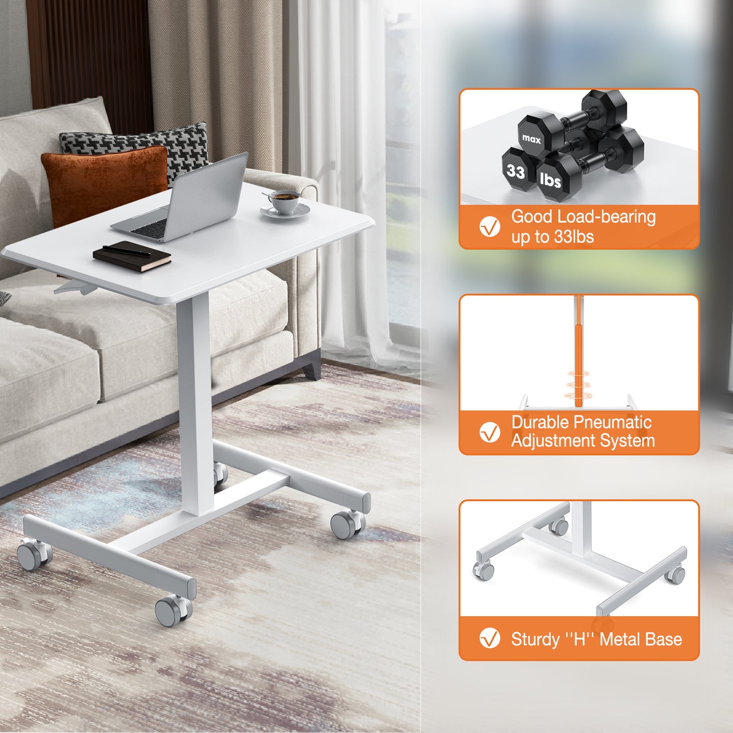 Marites Modern Mobile Standing Desk Laptop Cart