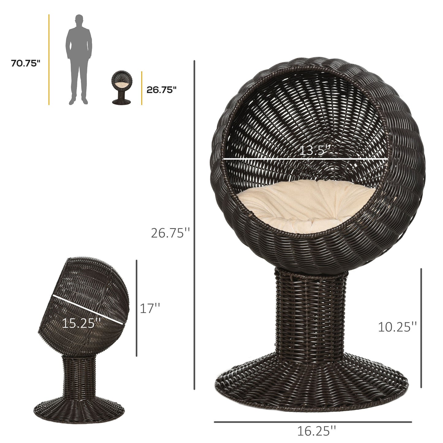 Luz Contemporary Elevated Rattan Cat House