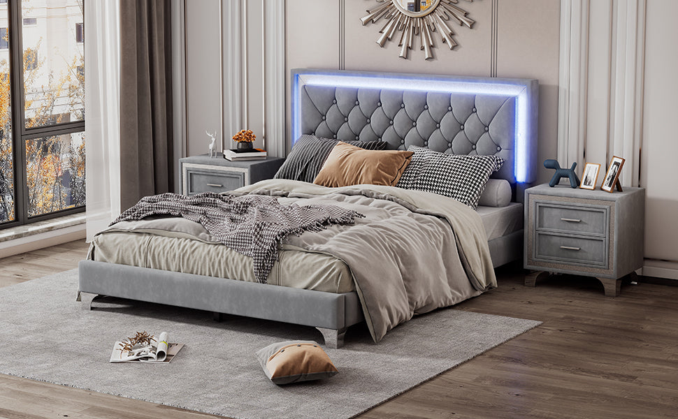 Silverleaf Modern LED Platform Bedroom Set