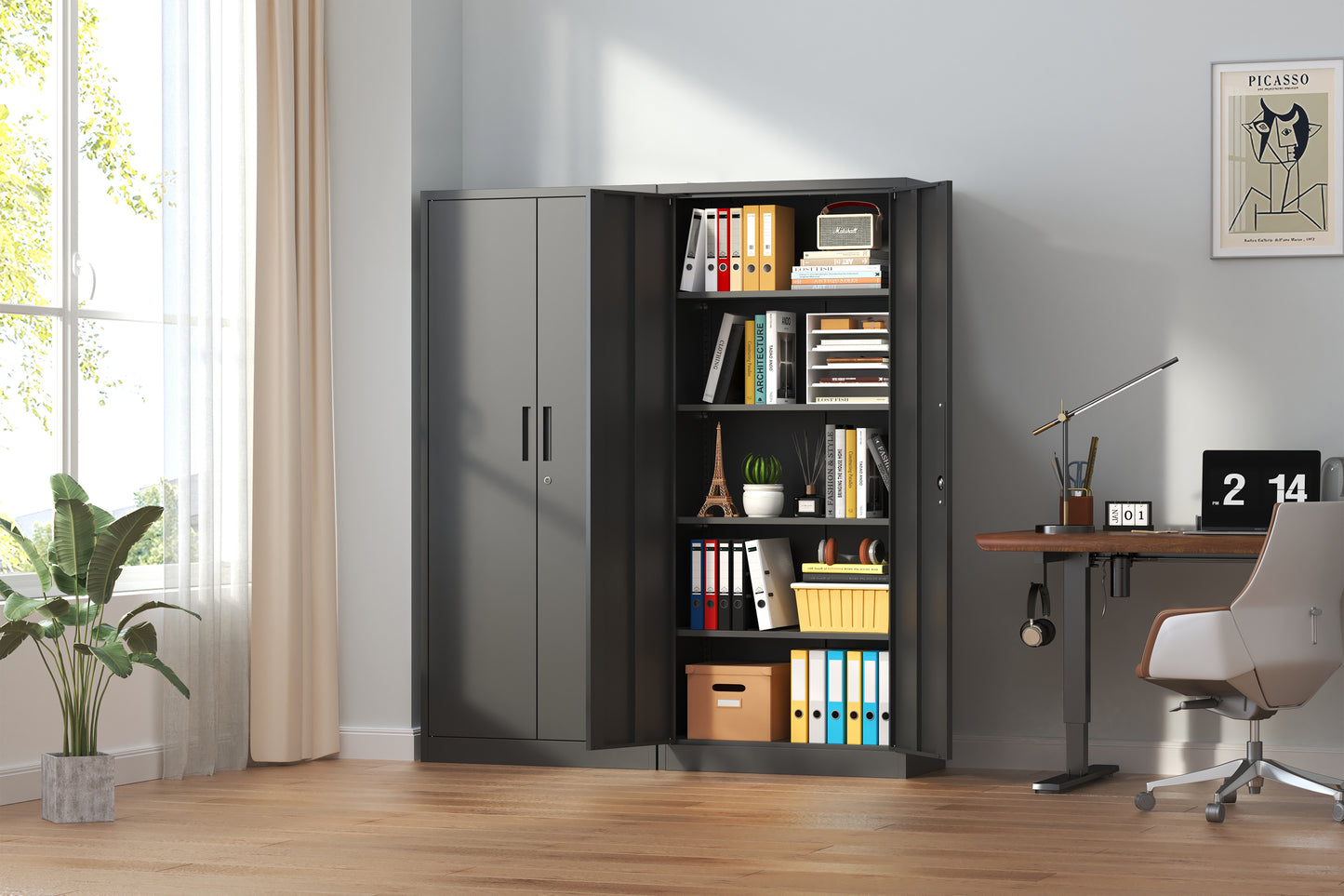 Calista Modern Metal Garage Storage Cabinet