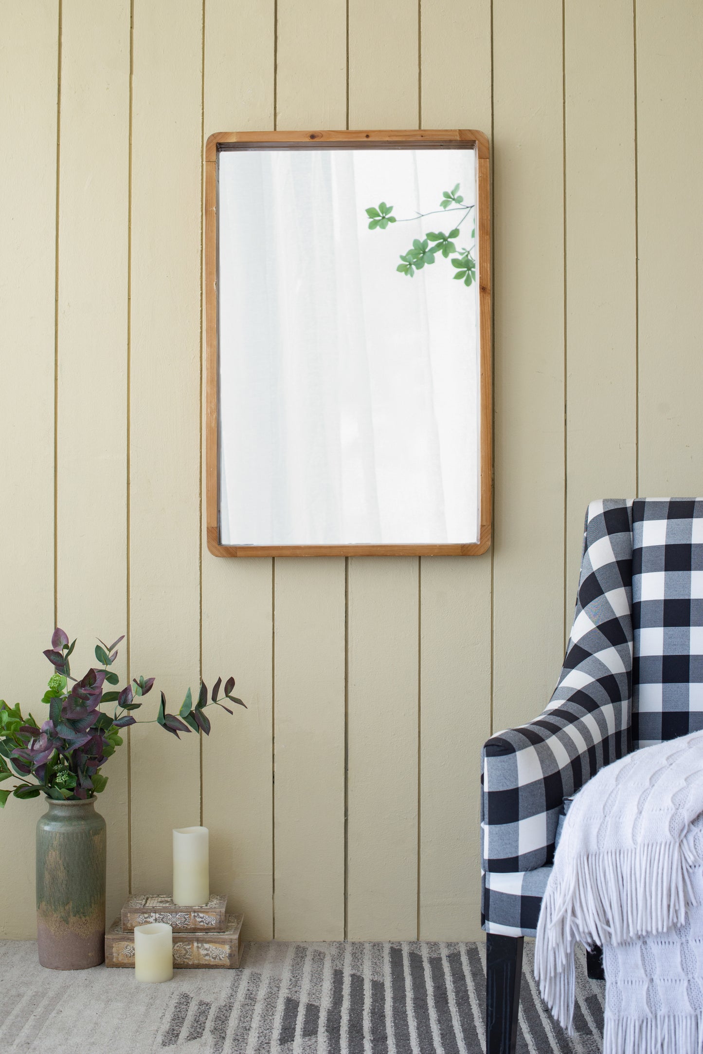 Kingsly Craftsman Farmhouse Wooden Mirror