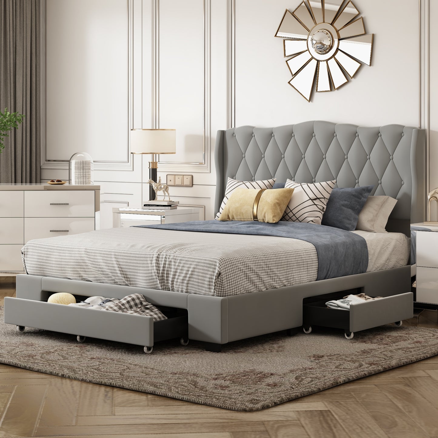 Marites Modern Velvet Storage Bed
