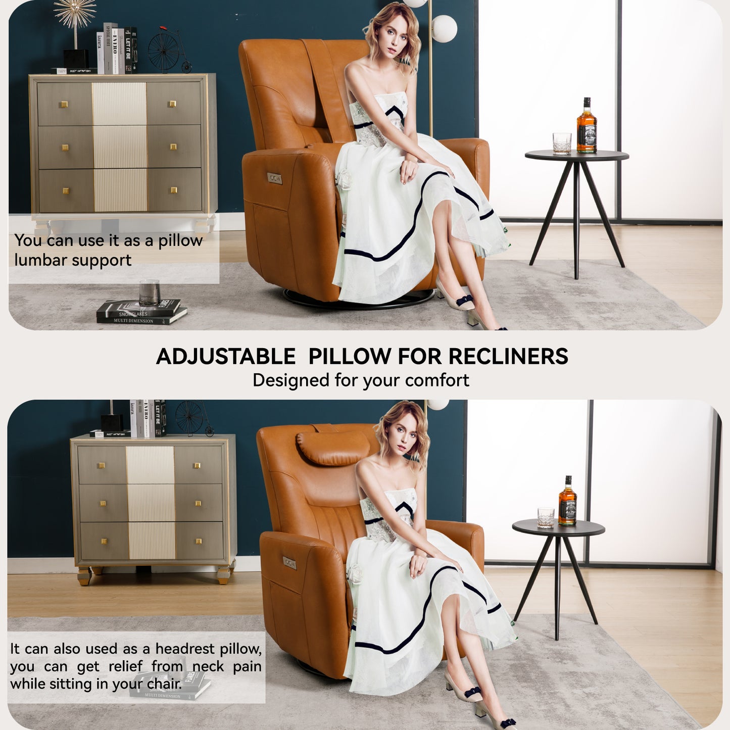 Oakridge Modern Leatheraire Swivel Recliner Chair