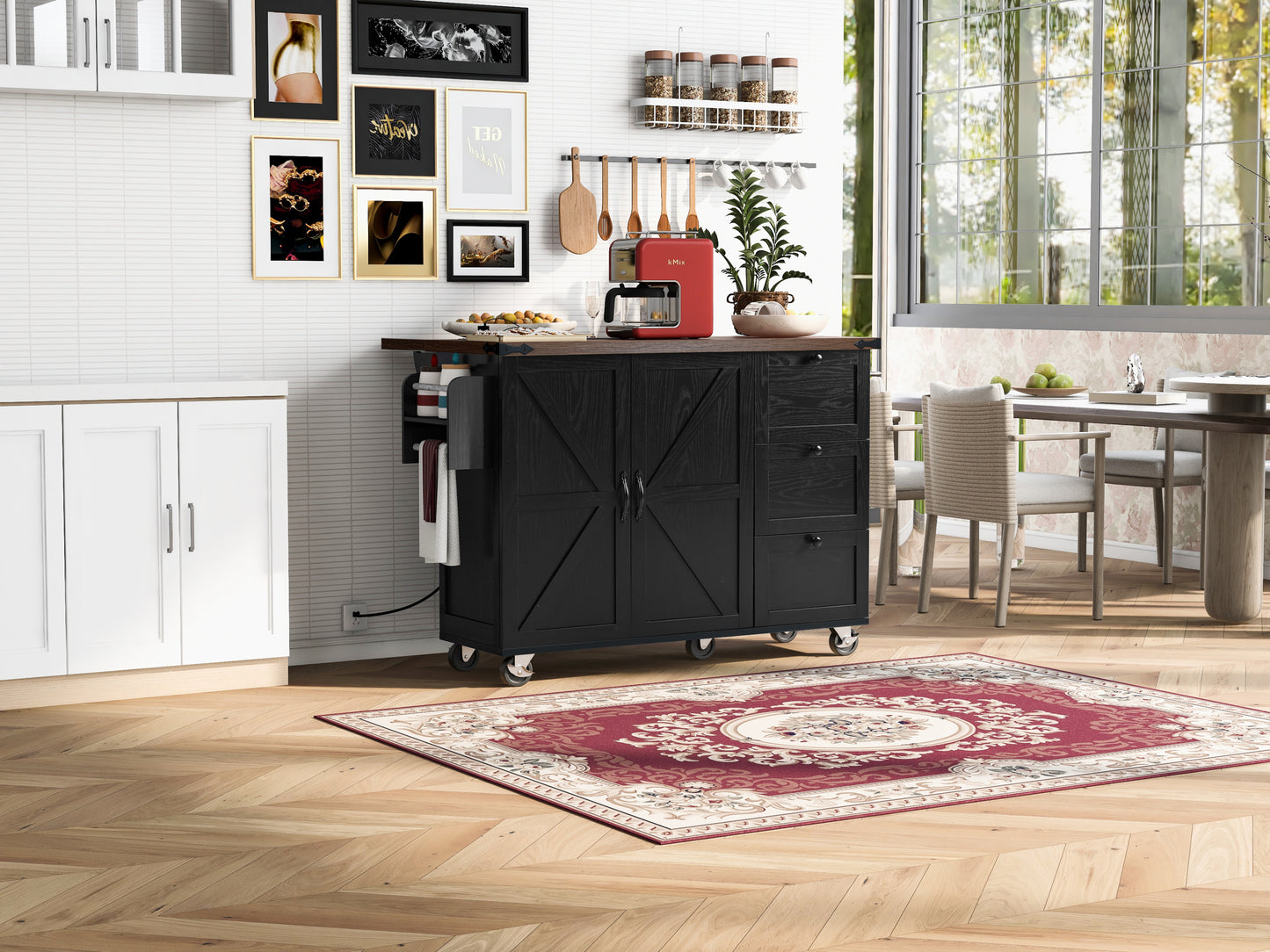 Westport Modern Farmhouse Rolling Kitchen Cart