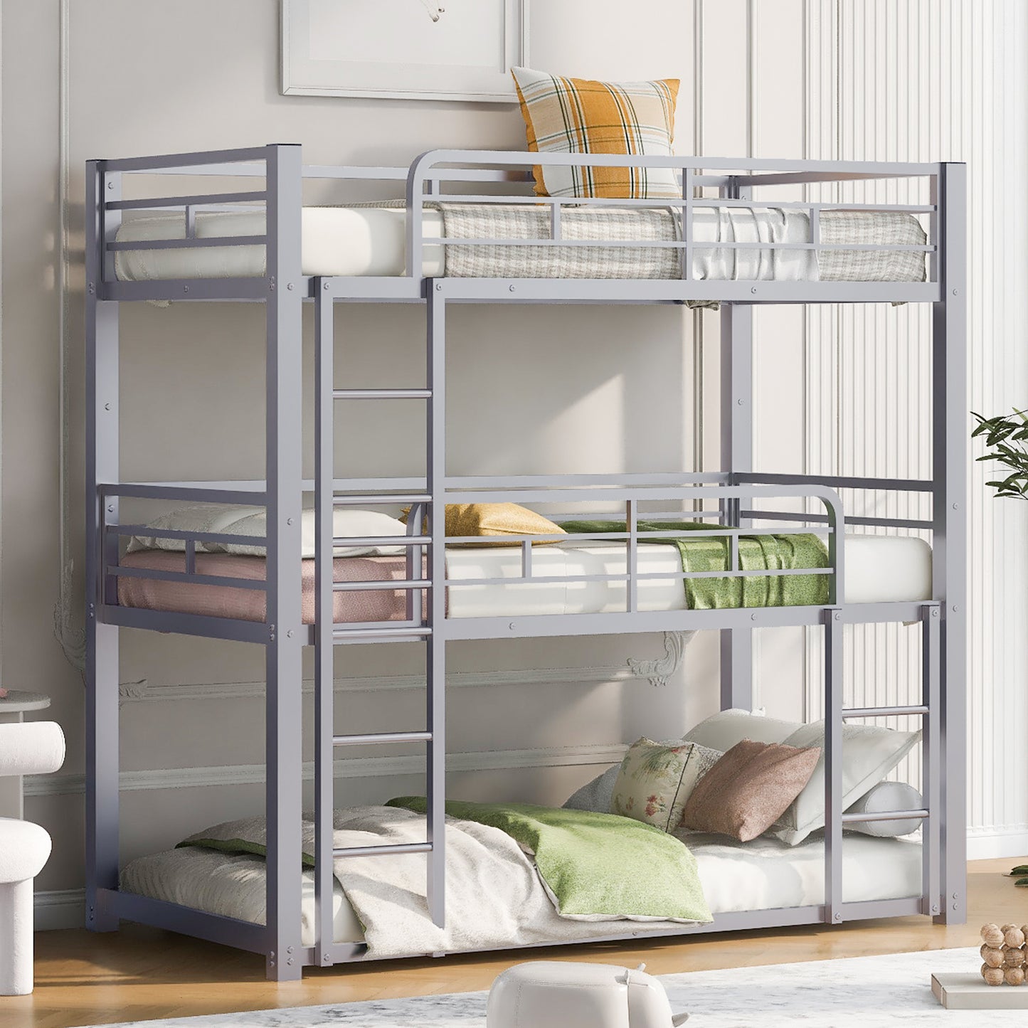 Irvington Industrial Metal Triple Bunk Bed