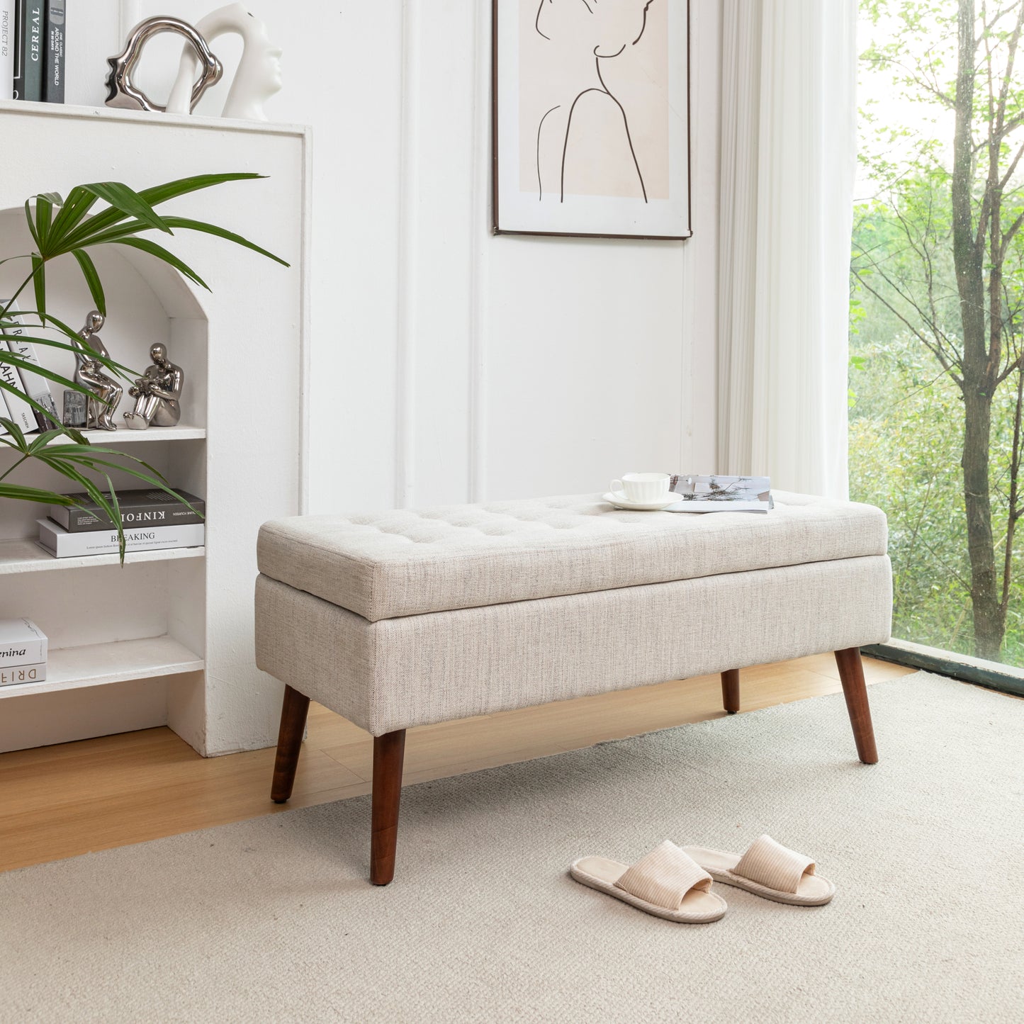 Kingsly Contemporary Upholstered Storage Bench